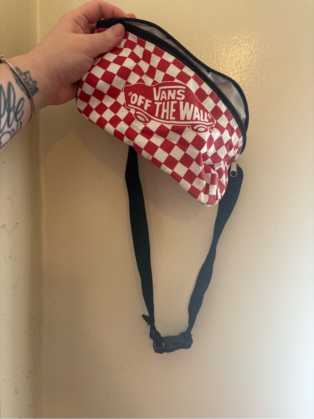 Vans Red & White Checkerboard Waist Bag/Fanny Pack with Black Strap